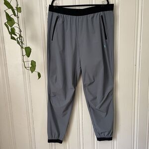 New Balance Men Gray Black Drawstring Logo Athletic Jogger Pants Size 2XL
